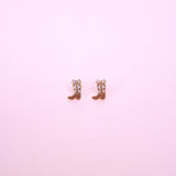 18k Gold Cow Girl Boot Stud Earrings