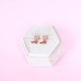 18k Gold Cow Girl Boot Stud Earrings