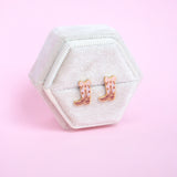 18k Gold Cow Girl Boot Stud Earrings