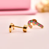 18k Gold Candy-Cane Stud Earrings