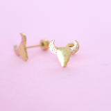 Checkered Cow Skull Stud Earrings
