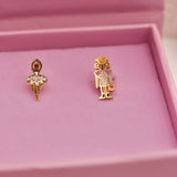 18k Gold Nutcracker Stud Earrings