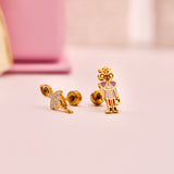18k Gold Nutcracker Stud Earrings