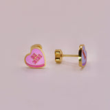 18k Gold Candy Heart Stud Earrings