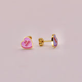18k Gold Candy Heart Stud Earrings