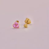 18k Gold Candy Heart Stud Earrings