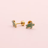 18k Gold Turtle Stud Earrings