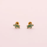 18k Gold Turtle Stud Earrings
