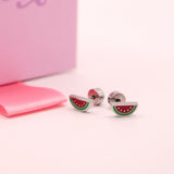 Watermelon Stud Earrings - Silver